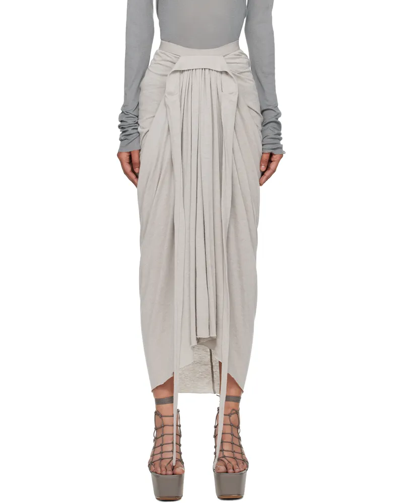 Rick Owens Off-White Concordians Knee Draped Midi Skirt 08