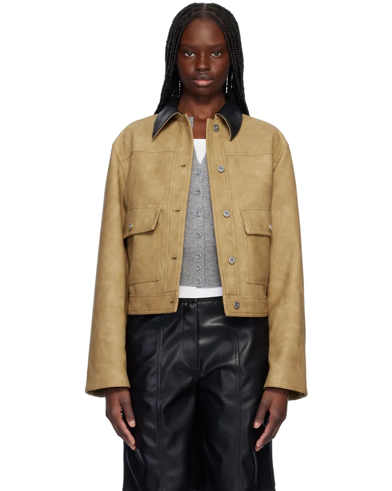 STAND Beige Esther Faux-Leather Jacket 10500