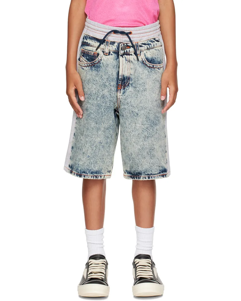 Diesel Kids Blue & Gray Layered Denim Shorts K01