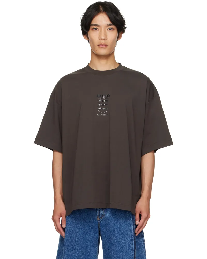 VETEMENTS Brown Bats Logo Regular T-shirt Chocolate