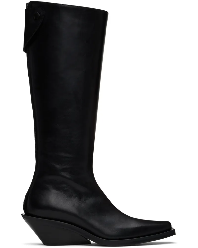 Ann Demeulemeester Black Auke Pointy Medium Heel Tall Boots 099