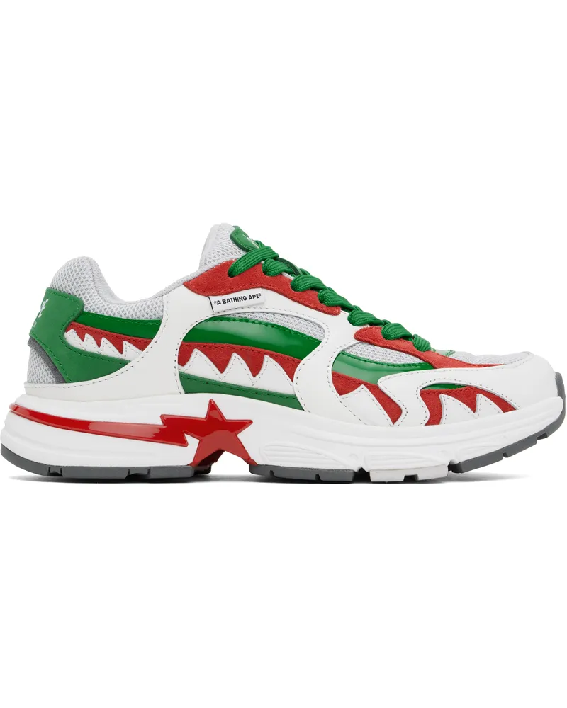 BAPE White & Green Shark STA Italy M1 Sneakers Grn-green