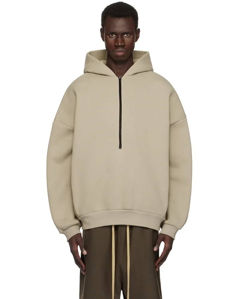 Fear of God Taupe Fleece Half Zip Hoodie Paris