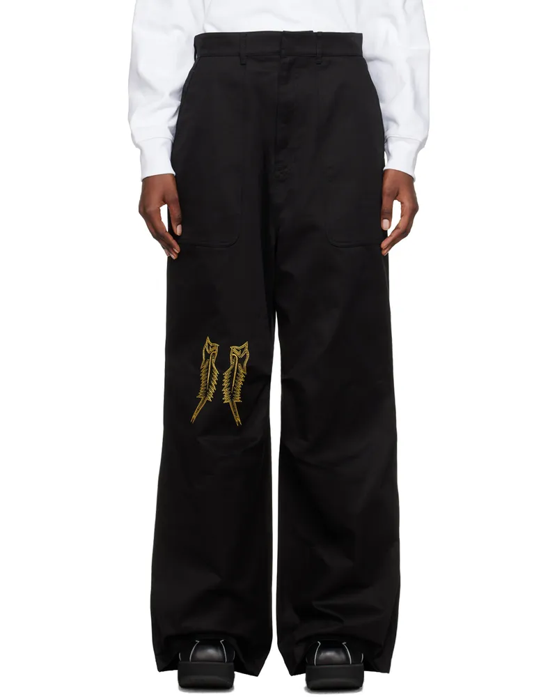 WE 11 DONE Black Embroidered Trousers Blk