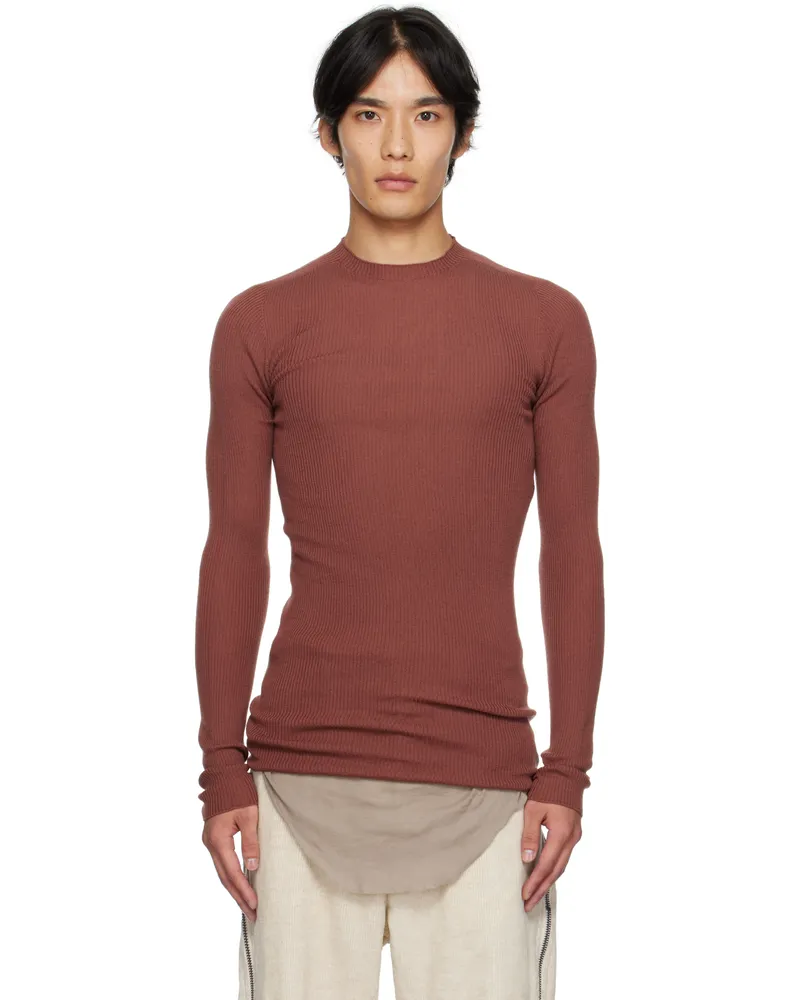 Rick Owens Red Concordians Ribbed Round Neck Sweater 13