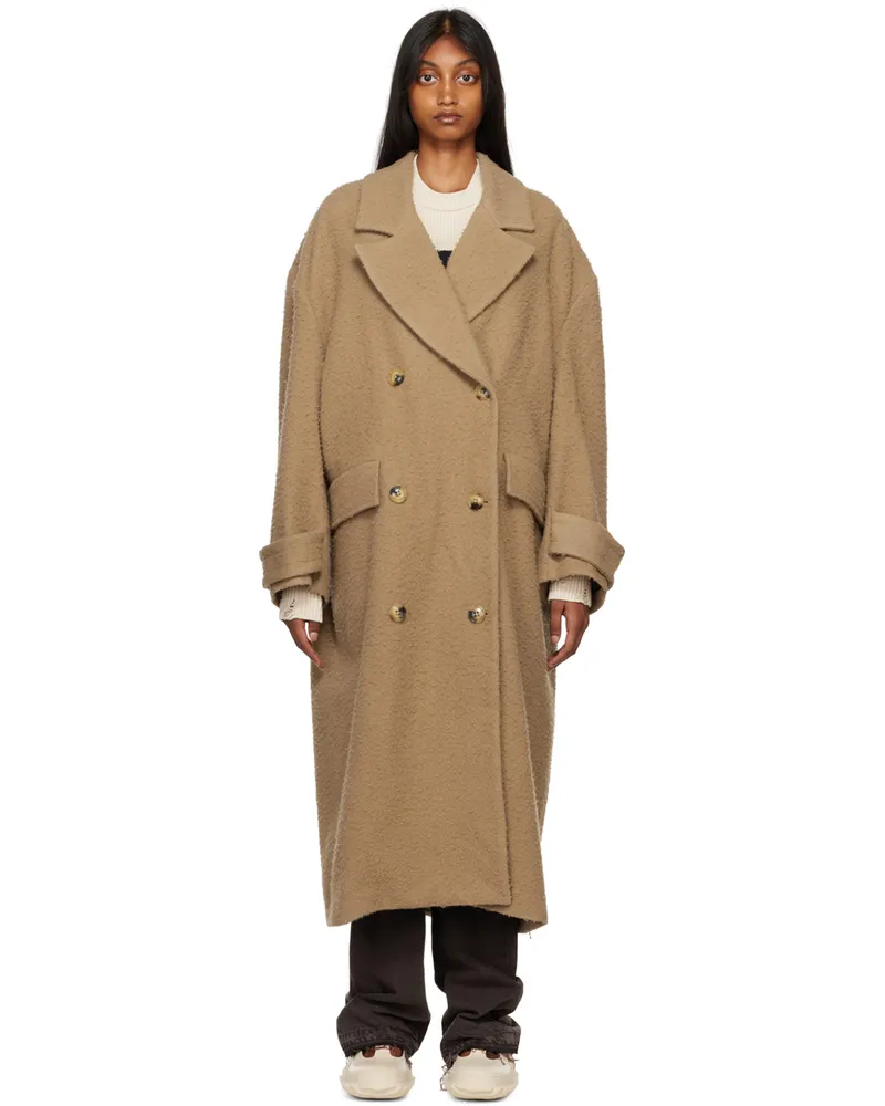 Amiri Brown Double-Breasted Coat Dark