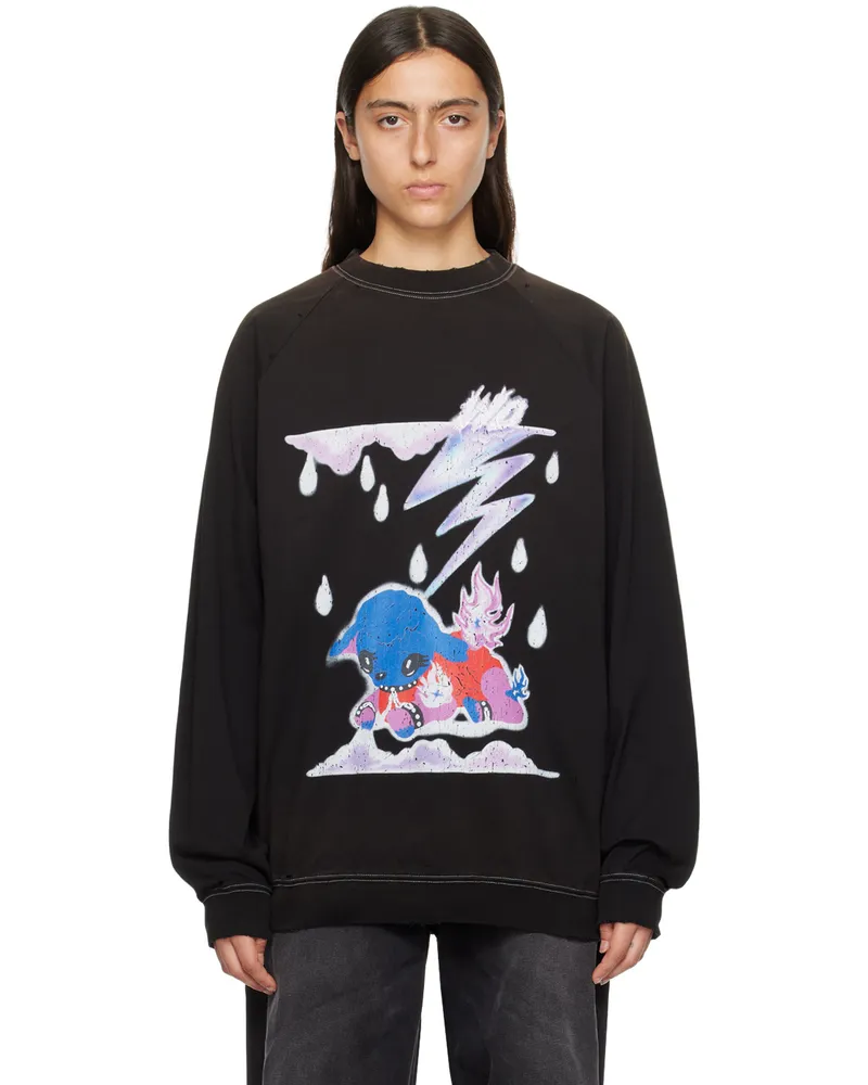 WE 11 DONE Black Distressed Sweatshirt Black