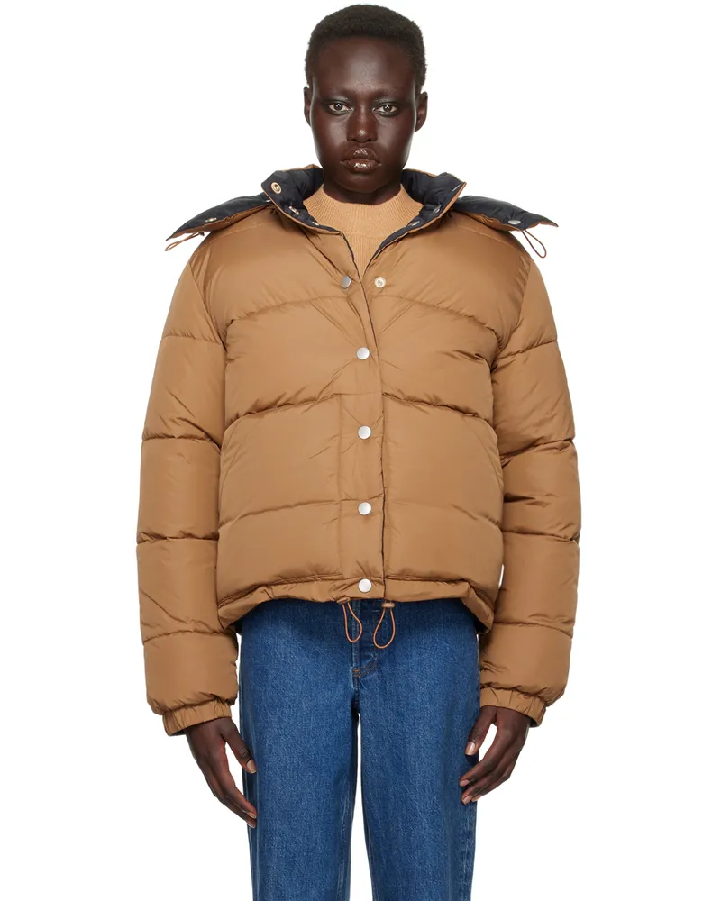 A.P.C. Tan & Black Sophie Reversible Puffer Jacket Bac