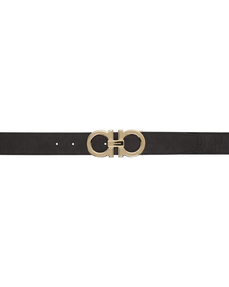 Ferragamo Brown & Black Reversible Adjustable Gancini Belt Testa