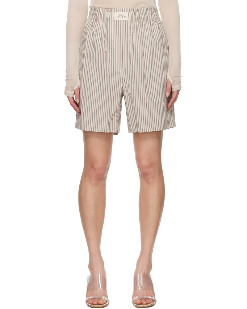 Silk Laundry Beige Cotton Boxer Shorts Slate