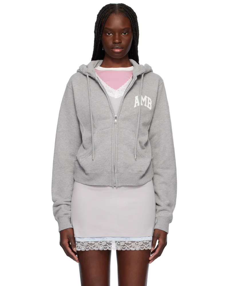 AMBUSH Gray 'AMB' Graphic Zip-Up Hoodie 15