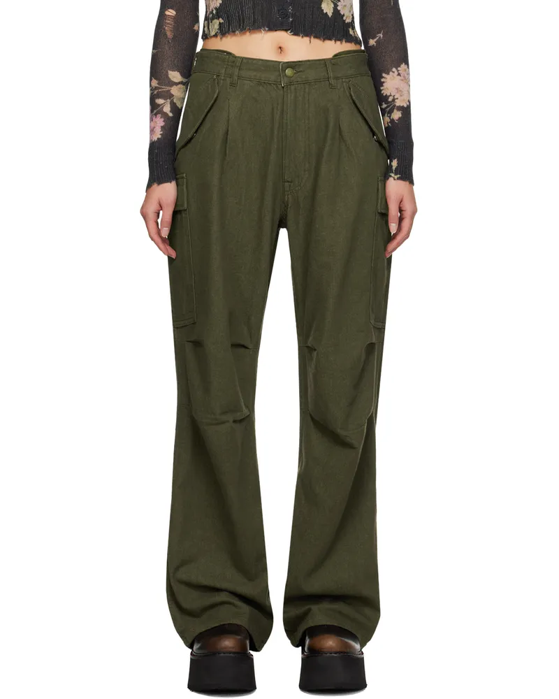 R13 Khaki Damon Denim Cargo Pants Olive