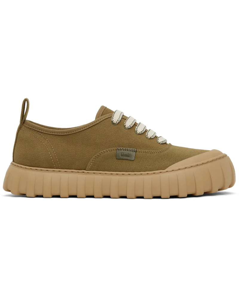 AMI Paris Khaki Cotton Low Top Tempo Canvas Sneakers Khaki