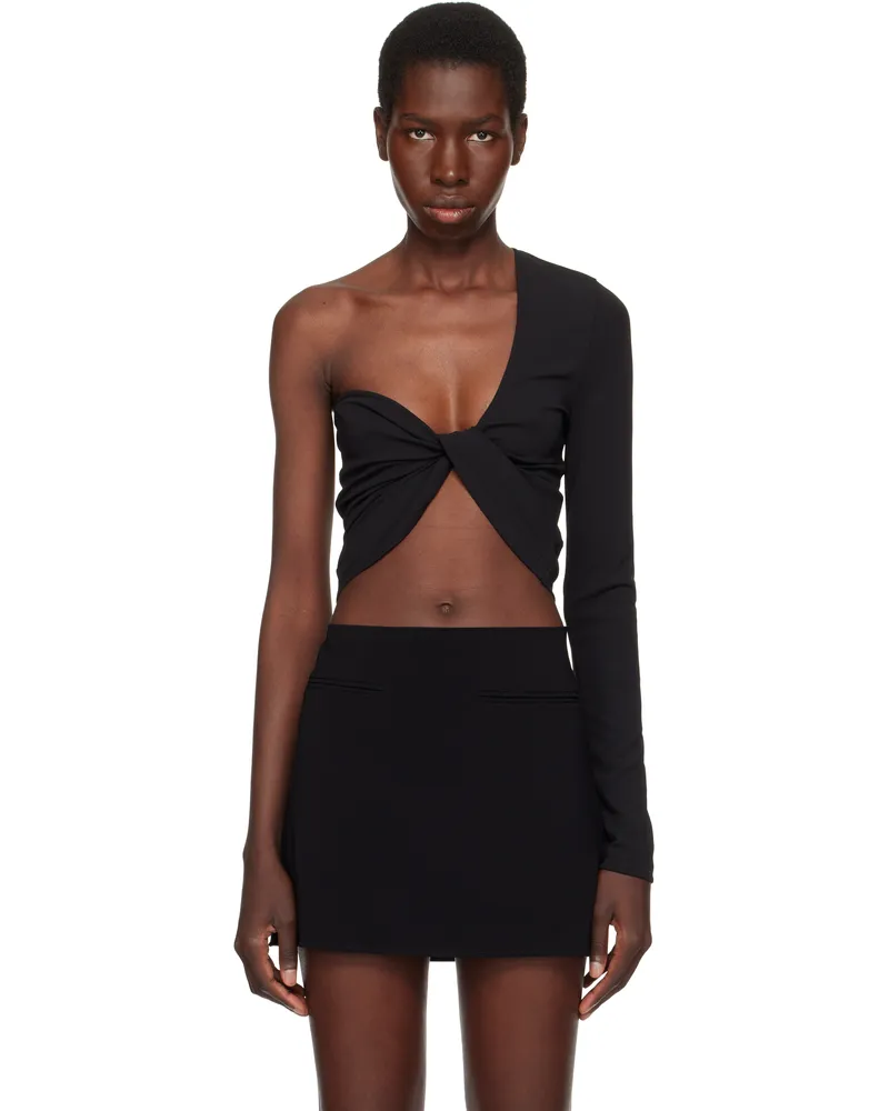 Courrèges Black Twist Asymmetrical Cropped Top 9999