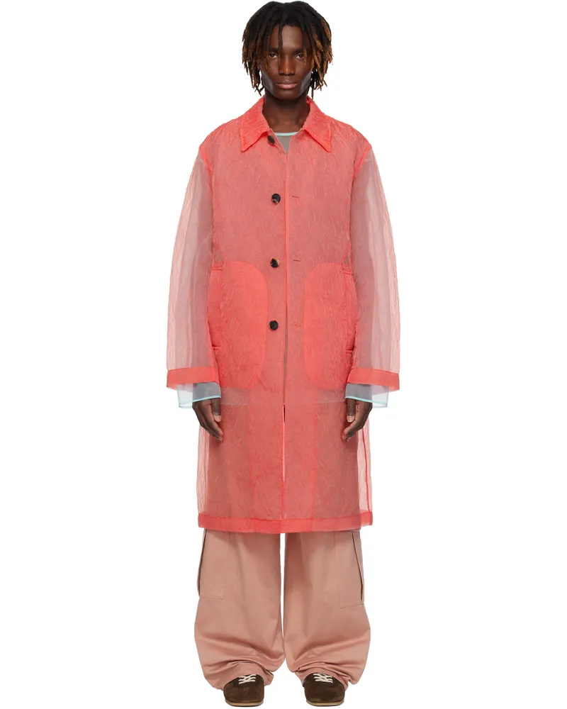 Dries van Noten Pink Crinkled Organza Coat 362