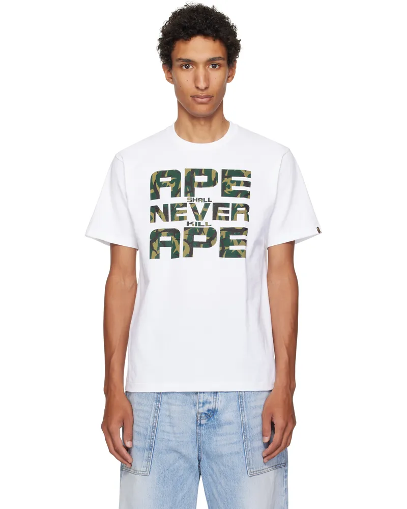 BAPE White Trial Camo 'ASNKA' T-shirt Wh0-