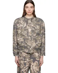 OPEN YY Green Camouflage Bomber Jacket Khaki