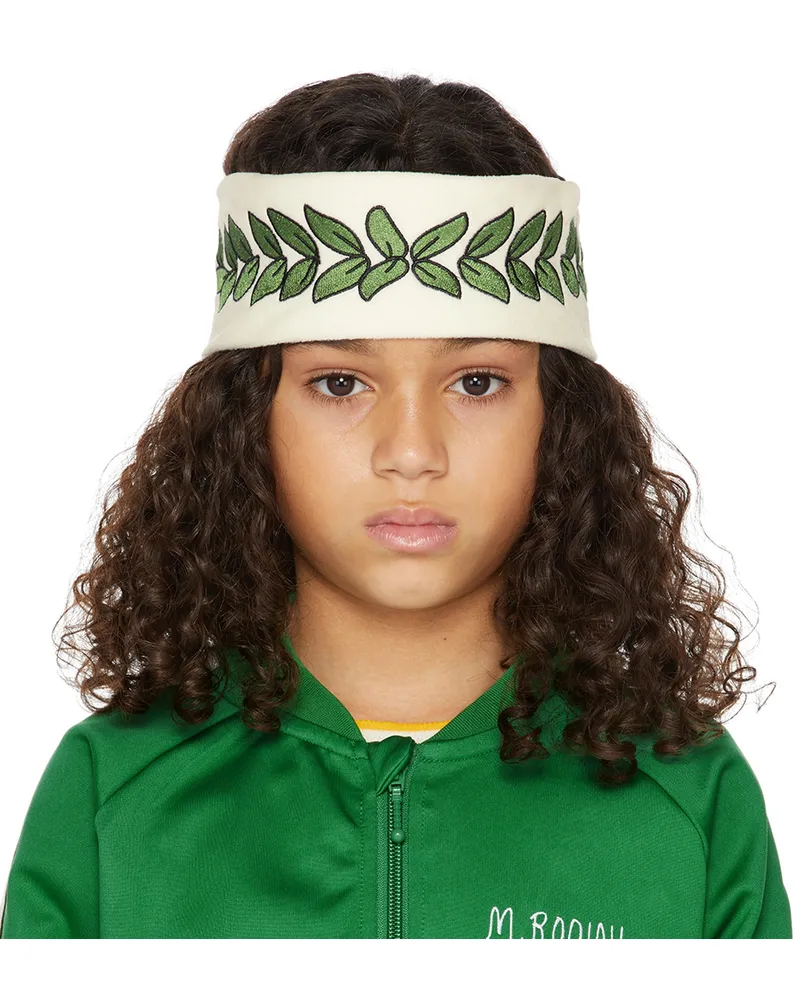 Mini Rodini Kids Off-White Fleece Laurel Wreath Headband Offwhite