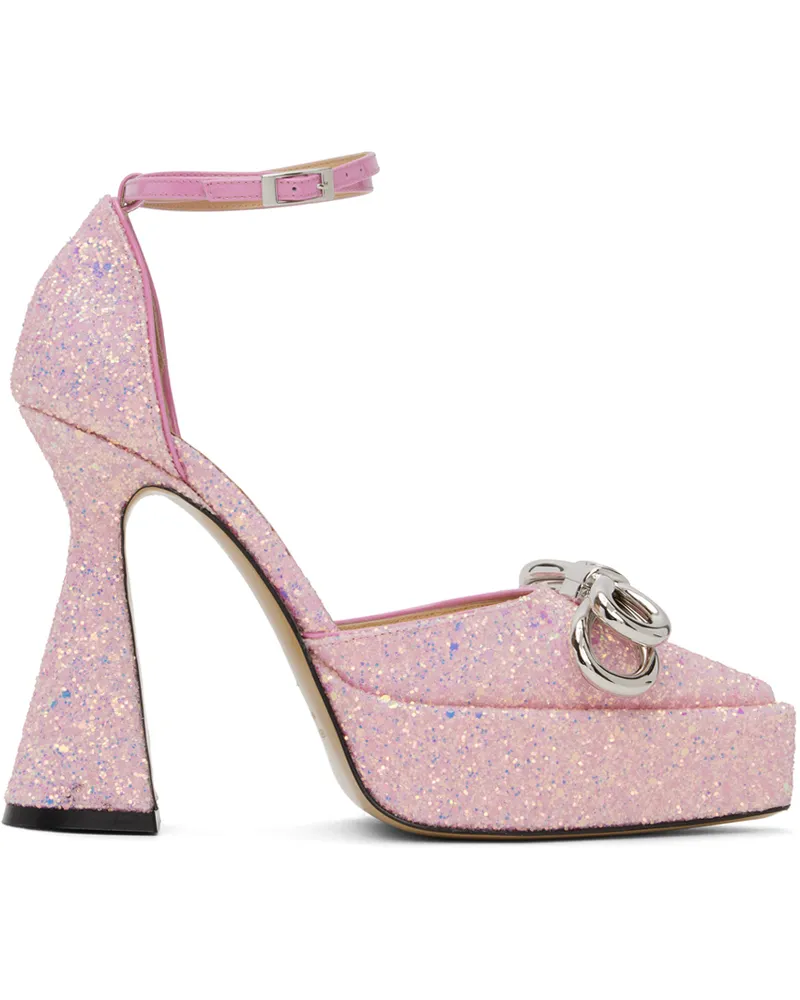 Mach & Mach Pink Double Bow Platform Heels Pink