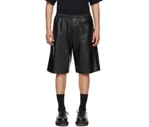 Black Drawstrings Faux-Leather Shorts