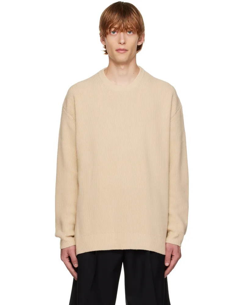 SOLID HOMME Beige Ribbed Sweater 607e