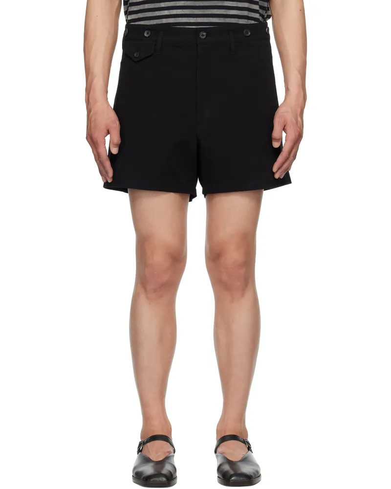 Yohji Yamamoto Black Suspender Slim Shorts 1