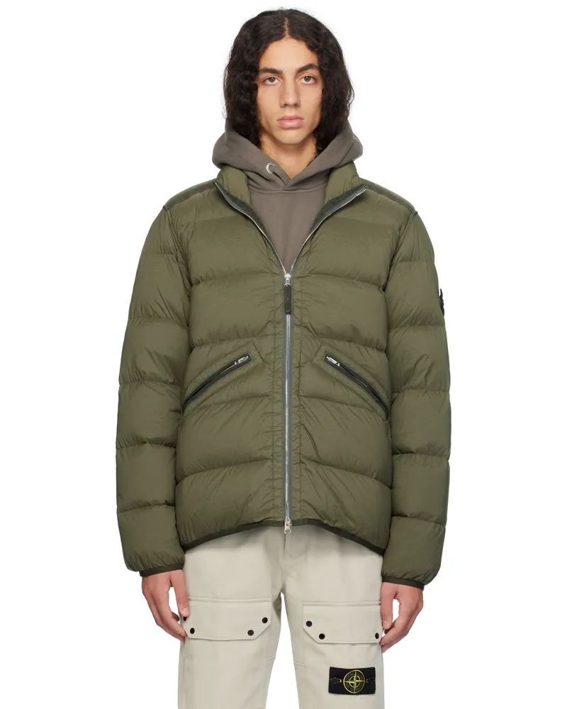 Stone Island Khaki 43028 Seamless Tunnel Nylon Down Jacket V0059