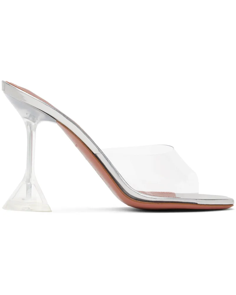 Amina Muaddi Transparent Lupita Glass Slipper Heeled Sandals Transparent
