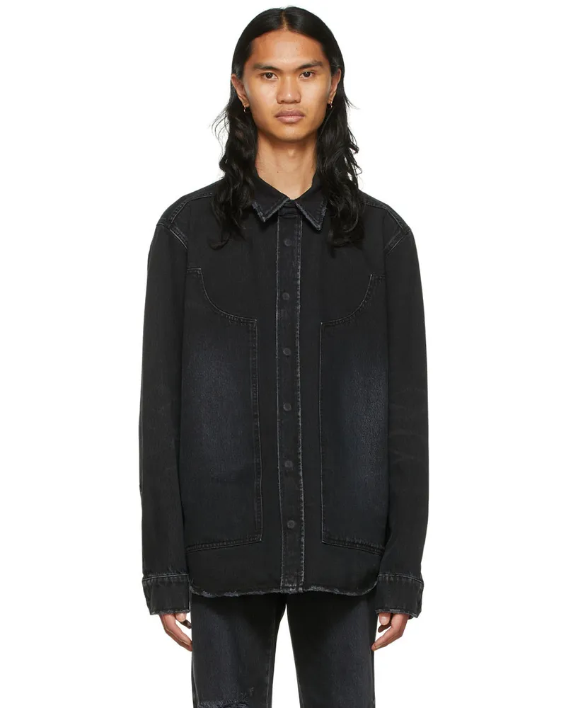 WE 11 DONE Black Faded Denim Jacket Wash