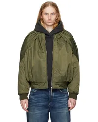 Spencer Badu Khaki Bubble Bomber Jacket Green