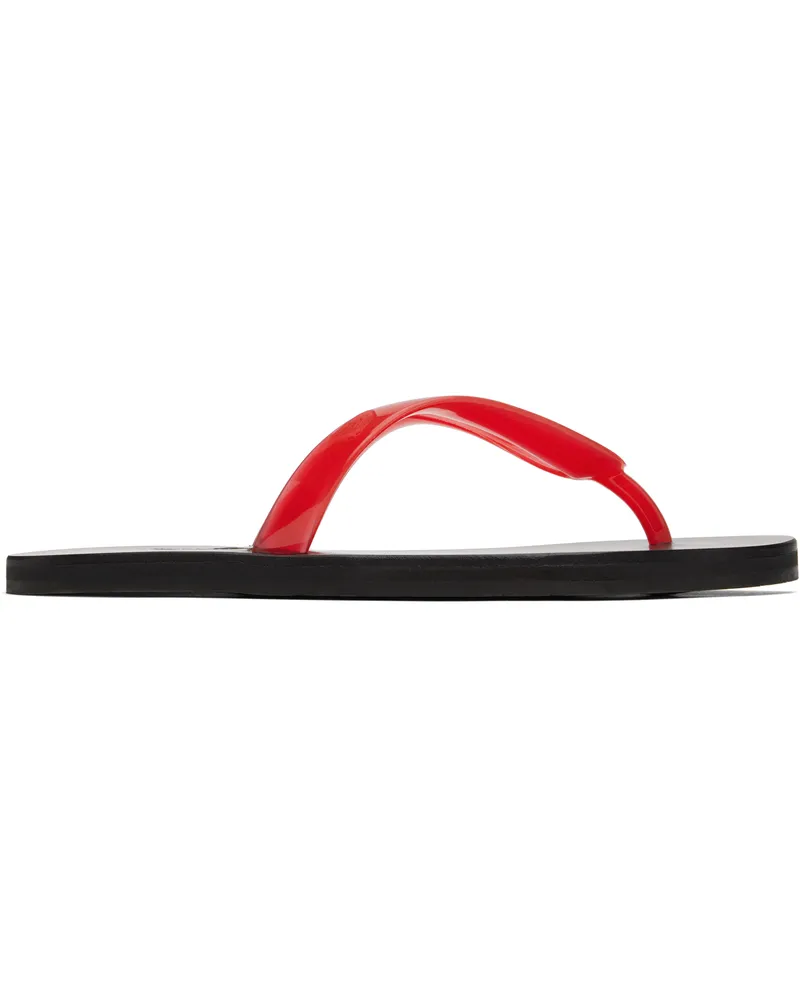 Ancient Greek Sandals Red Saionara Jelly Flip-Flops Clear