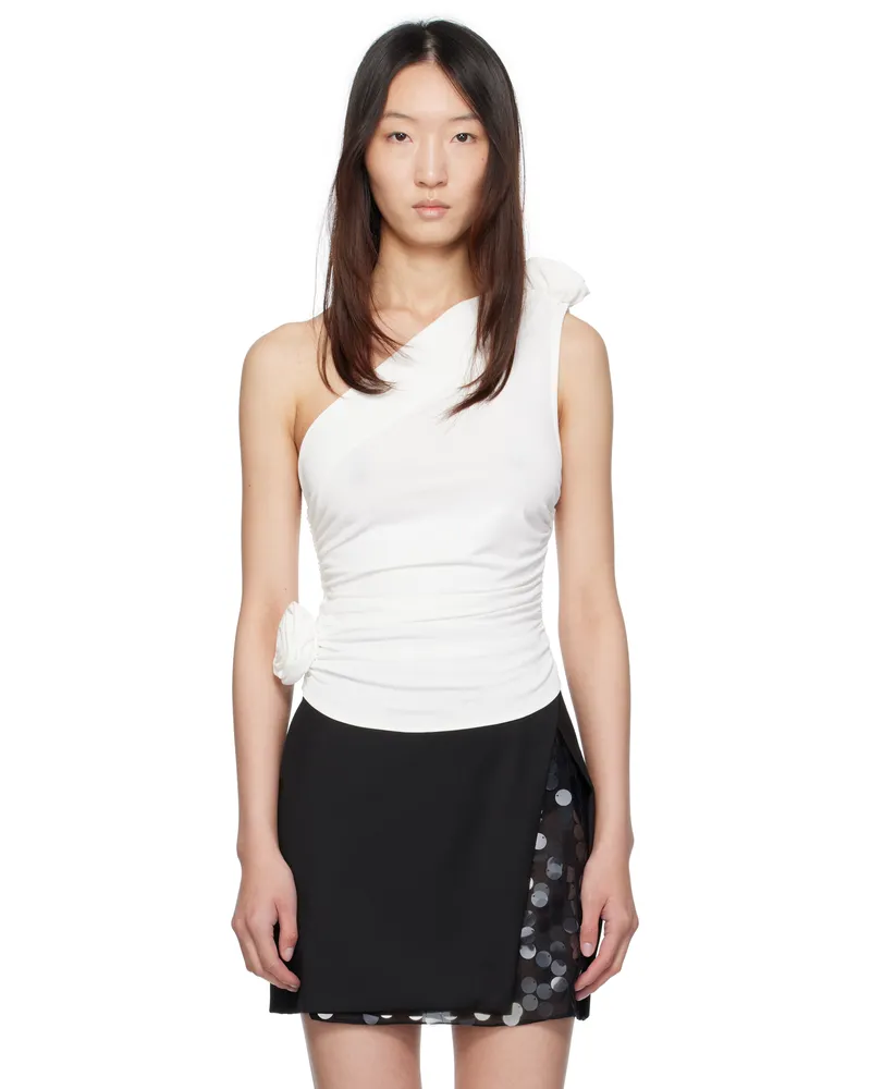 Magda Butrym White One-Shoulder Top Cream