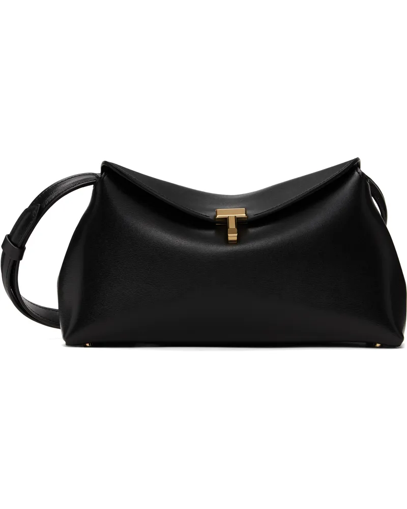 Totême Black T-Lock Leather Clutch Black