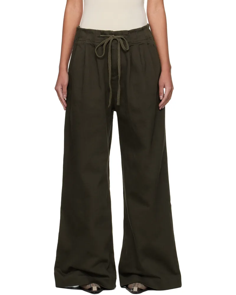 Entire Studios Khaki Cinch Trousers Olive