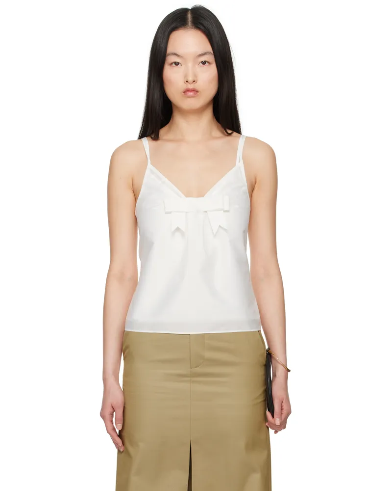 SHUSHU/TONG White Bow Tie Sling Top Wh100