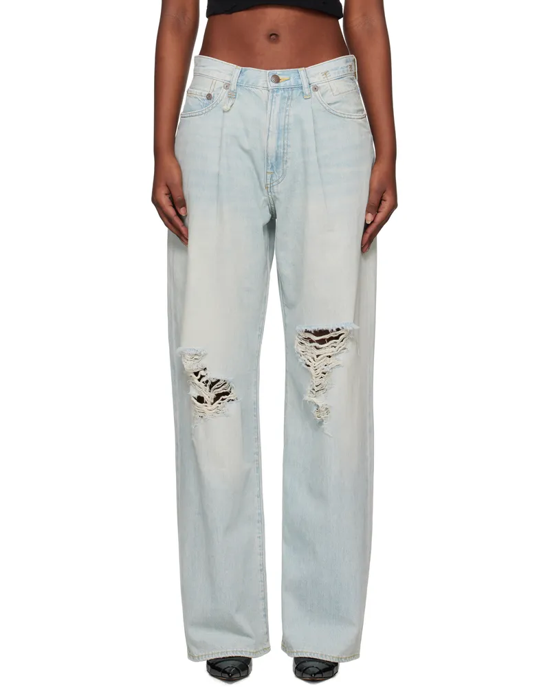 R13 SSENSE Exclusive Blue Damon Pleated Wide Leg Jeans Lennon