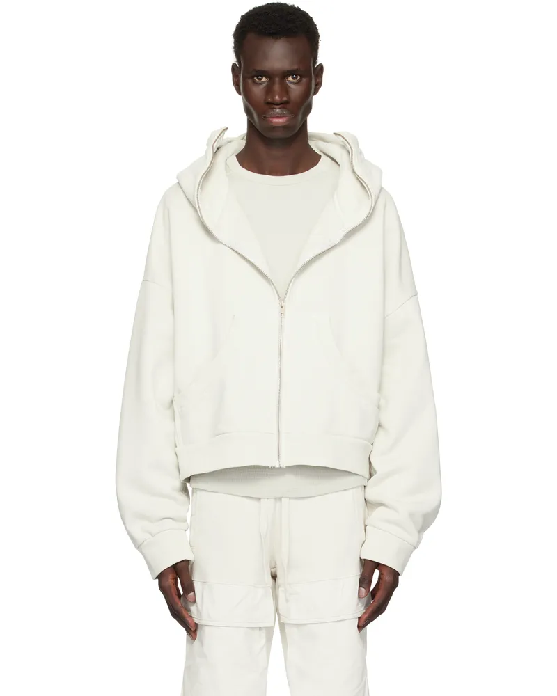 Entire Studios Off-White Full Zip Hoodie Rice