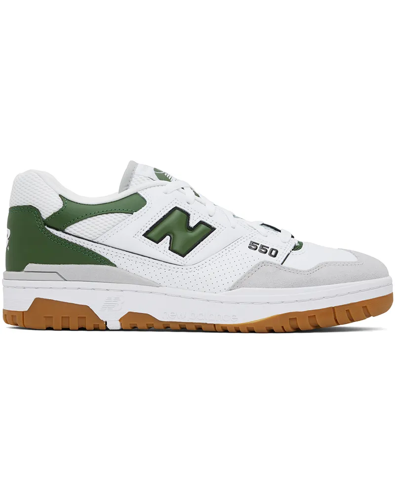 New Balance White & Green 550 Sneakers White