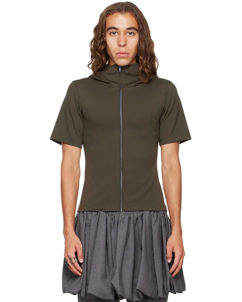 AARON ESH SSENSE Exclusive Khaki Zip Hoodie Khaki