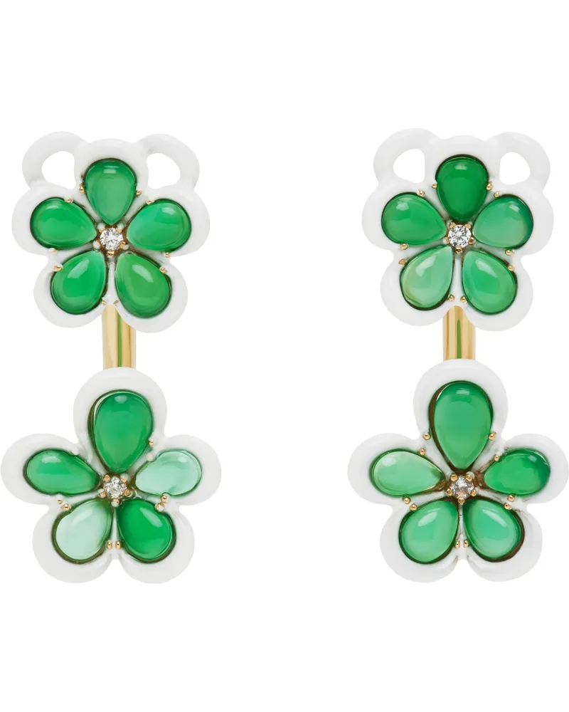Bottega Veneta Green & White Flower Earrings 3911