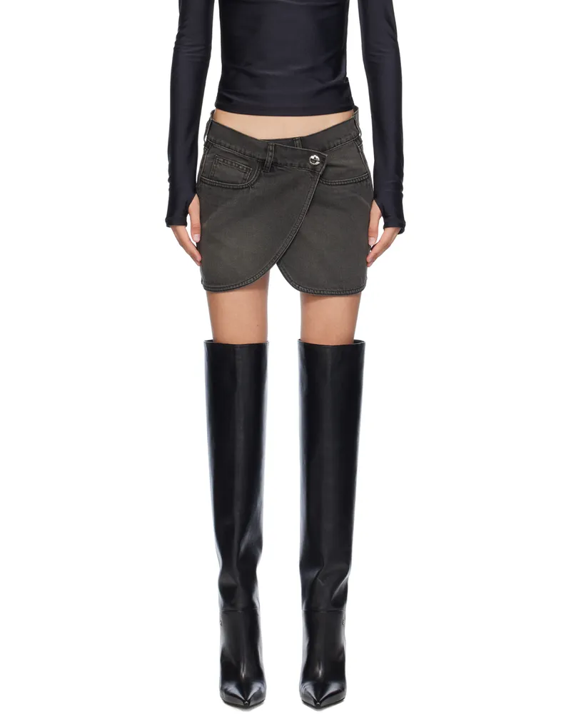 COPERNI Gray Wrap Denim Miniskirt Grey