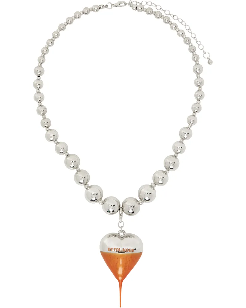 OTTOLINGER Silver & Orange Otto Heart Necklace Silver