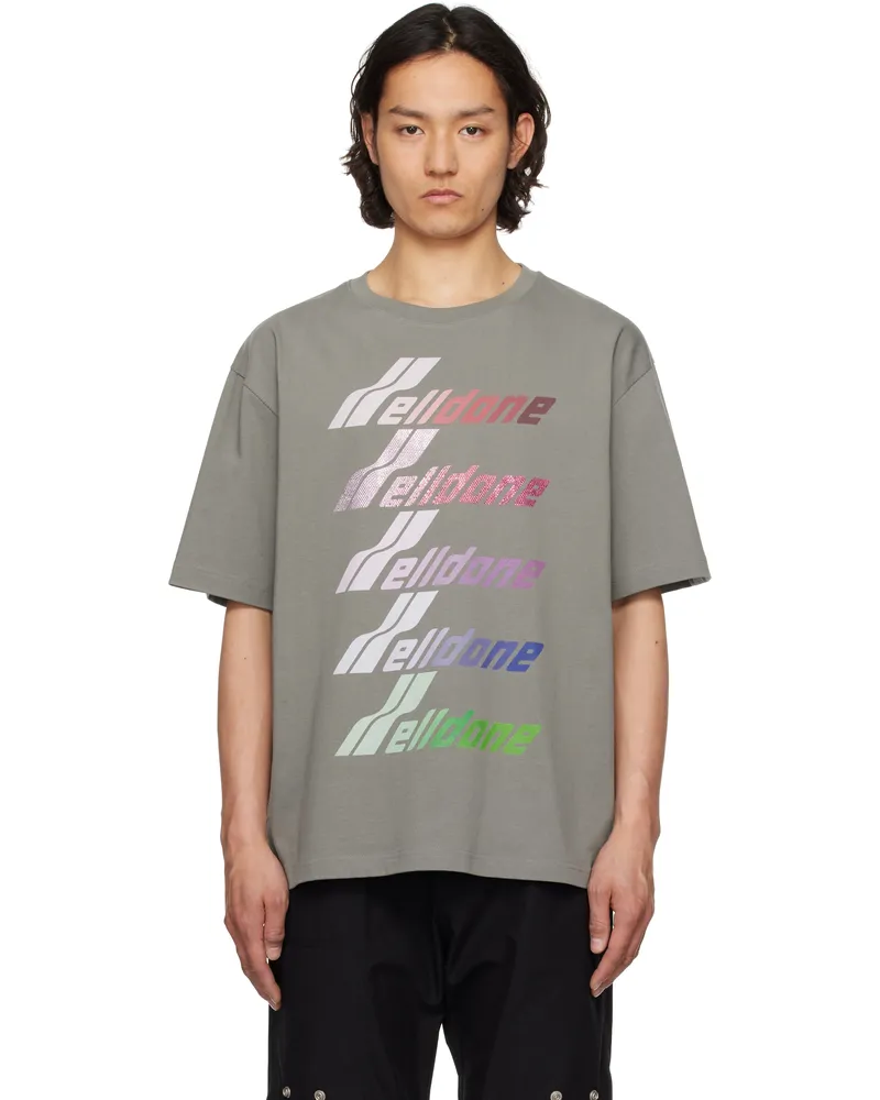 WE 11 DONE Gray Multi-Logo T-shirt Grey