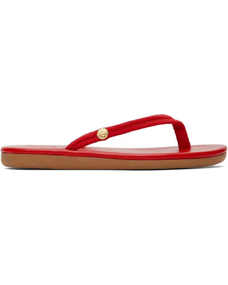 Ancient Greek Sandals Red Saionara Rope Flip-Flops Red