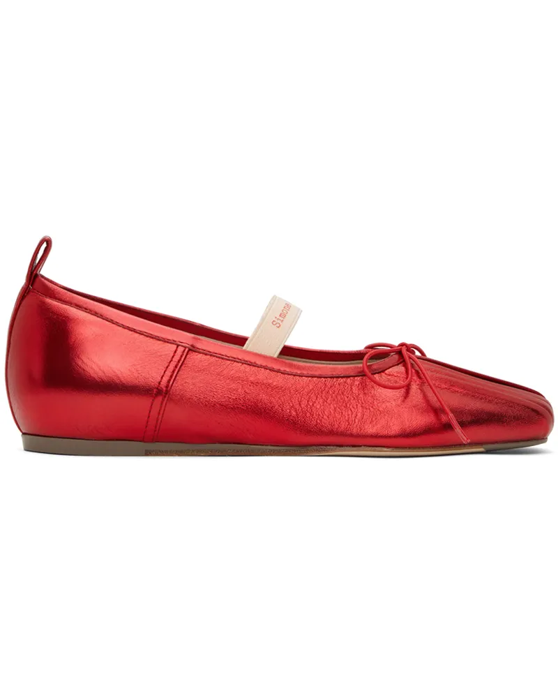 Simone Rocha Red Classic Logo Band Ballerina Flats Red