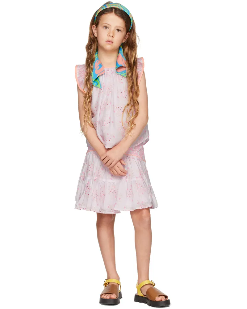 Chloé Kids Pink Floral Ruffle Tank Top S79