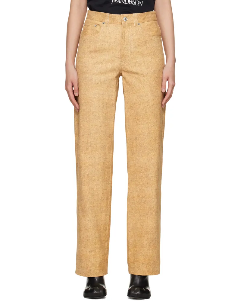 J.W.Anderson Beige Straight-Fit Leather Pants 150