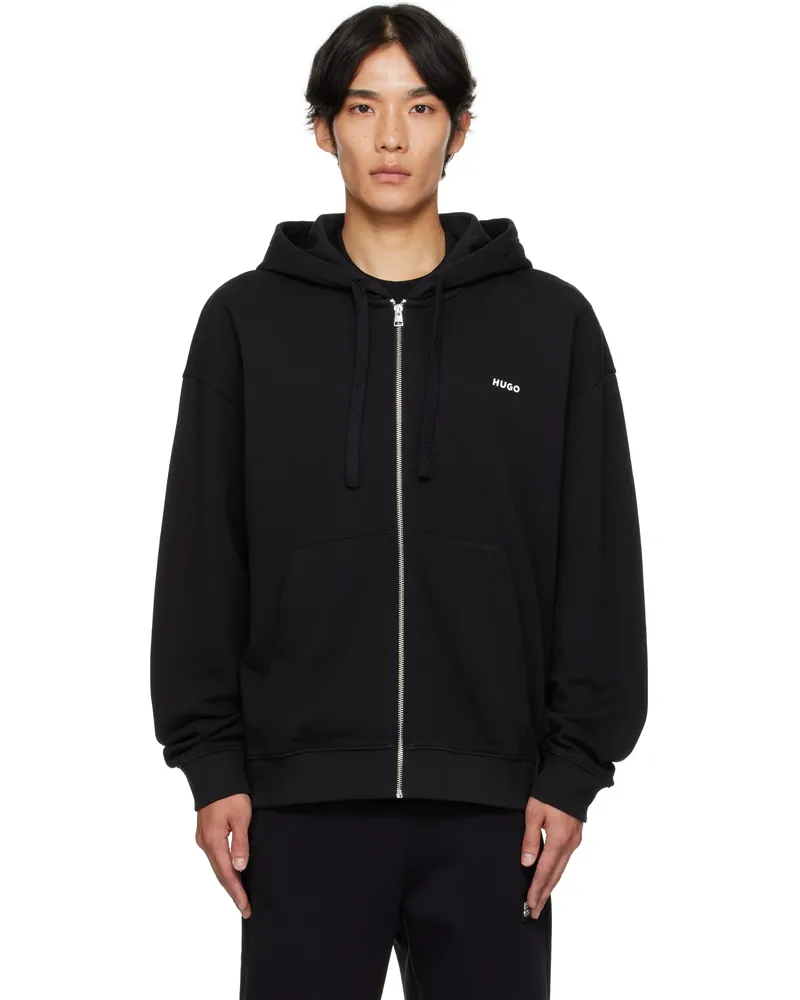 HUGO BOSS Black Relaxed-Fit Cotton Terry Zip-Up Hoodie 001-black
