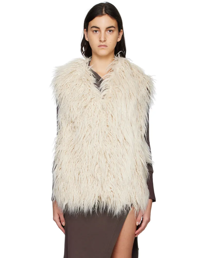 HALFBOY Off-White Eco Fur Vest Cream