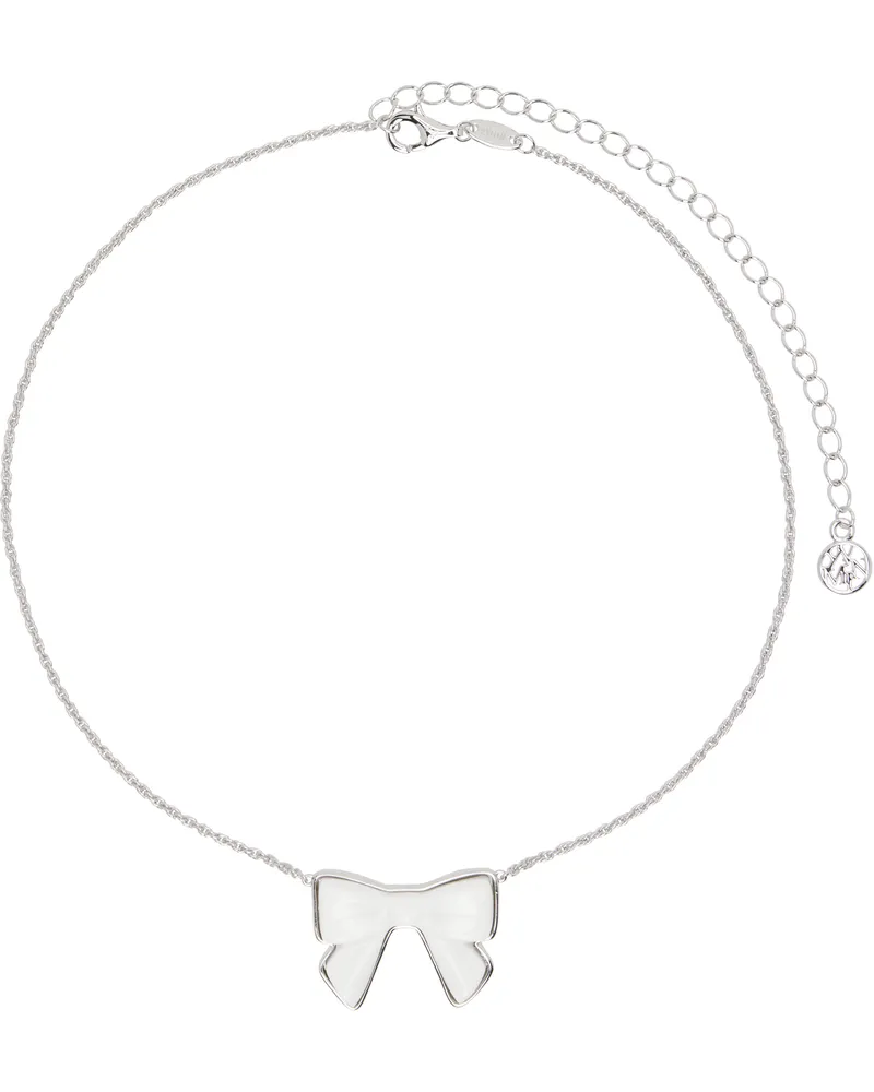 SHUSHU/TONG Silver YVMIN Edition Double-Sided Ceramics Bowknot Necklace White